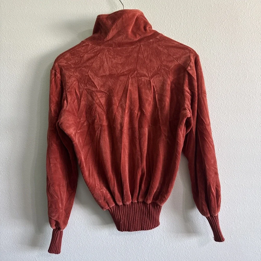 Vintage Sears The Fashion Place Velour pullover Sweater Med  70's Rust cowl Neck